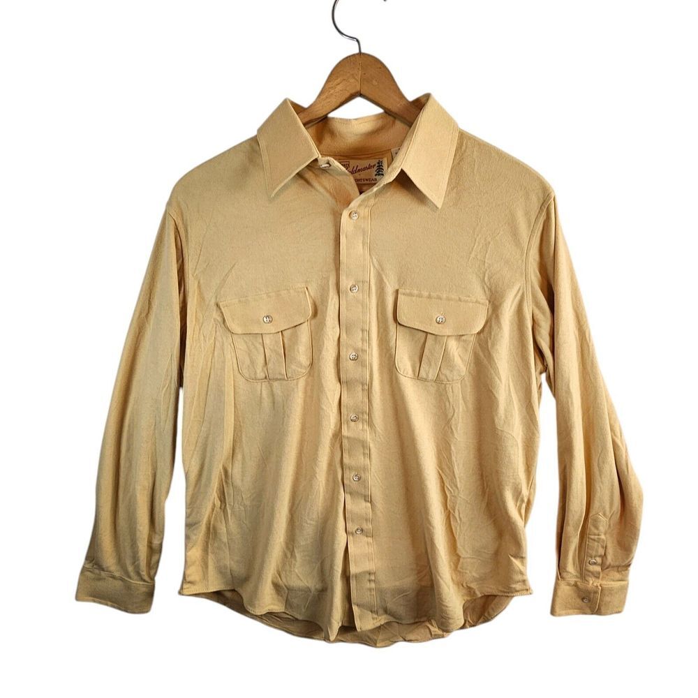 Vintage Sears Fieldmaster Sportswear Yellow Mens XL Flannel Shirt Long Sleeve‎